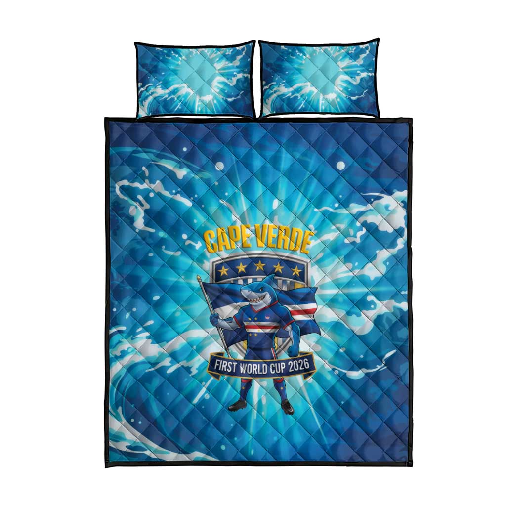 Blue Shark Cape Verde Football Quilt Bed Set First World Cup 2026 - African Pride
