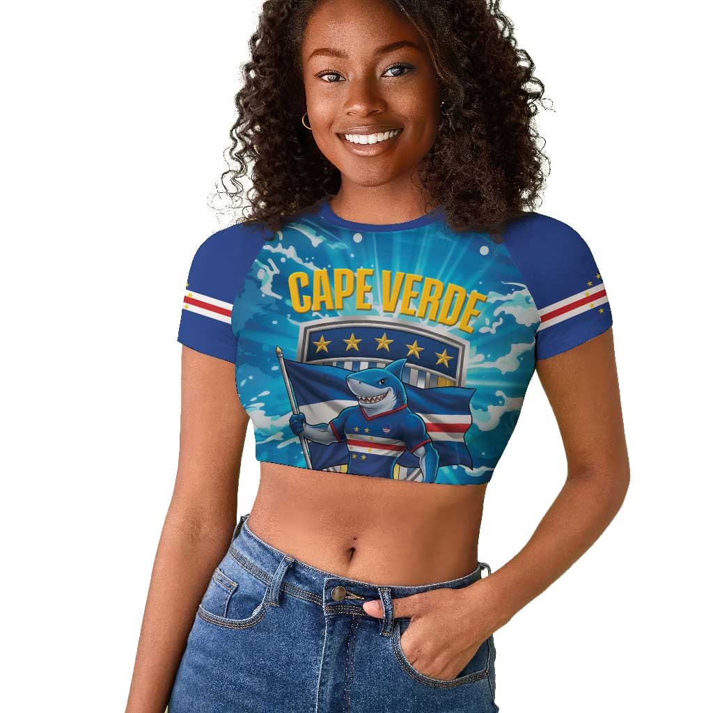 Blue Shark Cape Verde Football Raglan Cropped T shirt First World Cup 2026 - African Pride