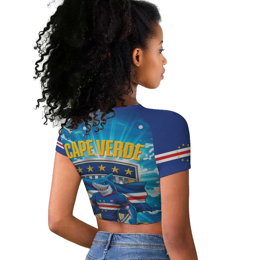 Blue Shark Cape Verde Football Raglan Cropped T shirt First World Cup 2026 - African Pride