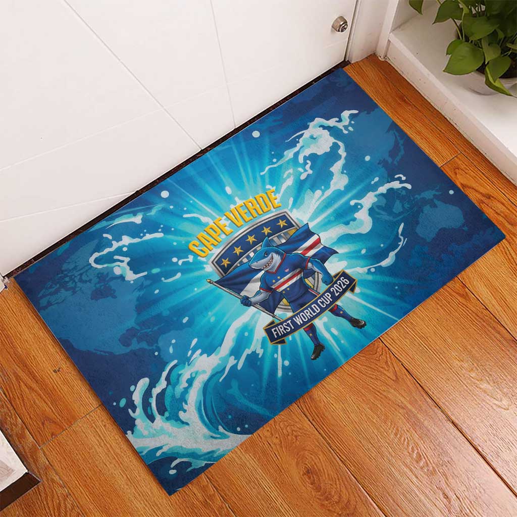 Blue Shark Cape Verde Football Rubber Doormat First World Cup 2026 - African Pride