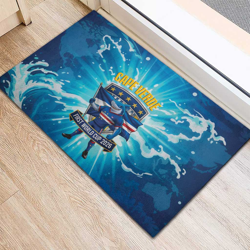 Blue Shark Cape Verde Football Rubber Doormat First World Cup 2026 - African Pride