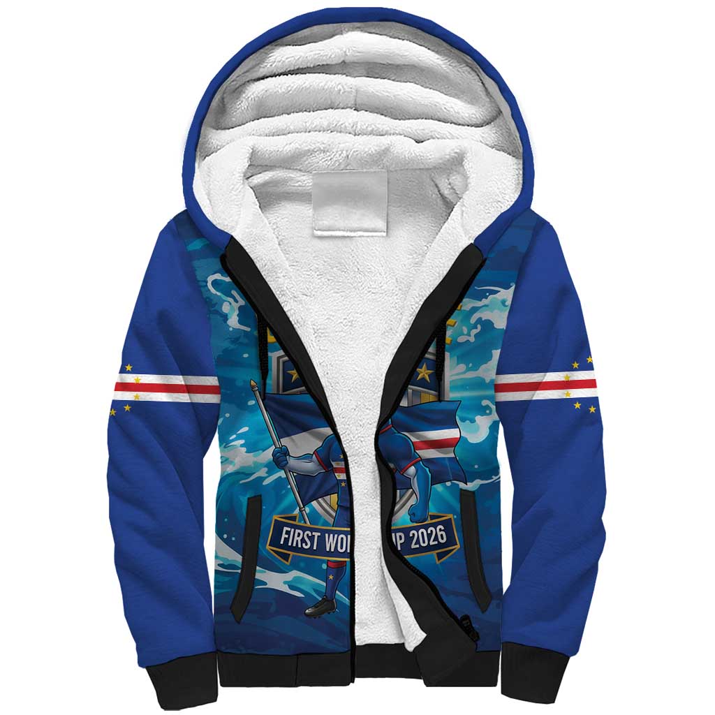 Blue Shark Cape Verde Football Sherpa Hoodie First World Cup 2026 - African Pride