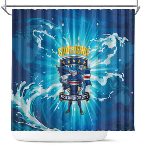 Blue Shark Cape Verde Football Shower Curtain First World Cup 2026 - African Pride