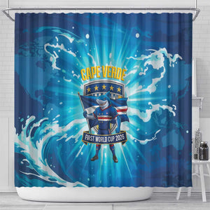 Blue Shark Cape Verde Football Shower Curtain First World Cup 2026 - African Pride