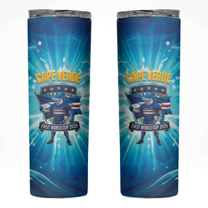 Blue Shark Cape Verde Football Skinny Tumbler First World Cup 2026 - African Pride