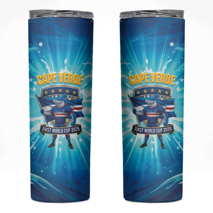 Blue Shark Cape Verde Football Skinny Tumbler First World Cup 2026 - African Pride