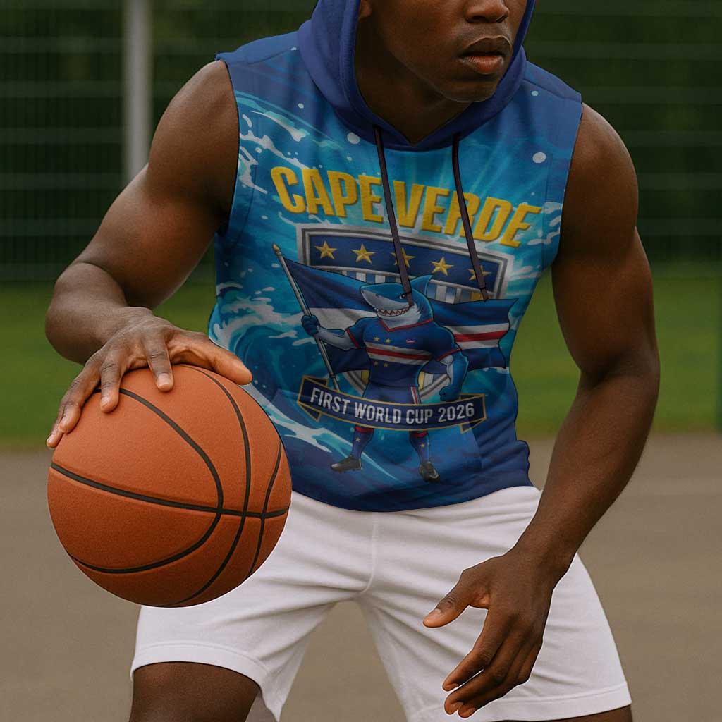 Blue Shark Cape Verde Football Sleeveless Hoodie First World Cup 2026 - African Pride