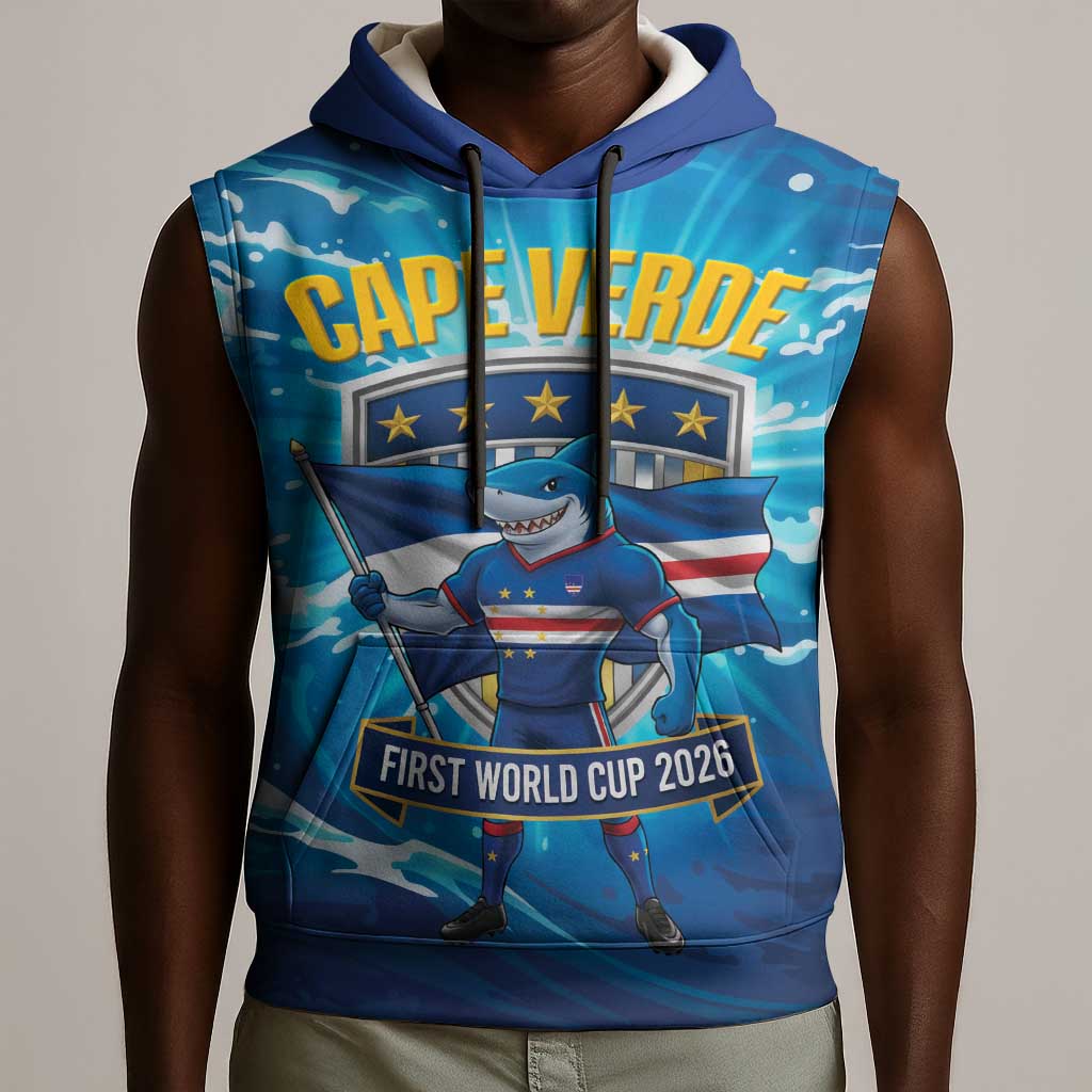 Blue Shark Cape Verde Football Sleeveless Hoodie First World Cup 2026 - African Pride