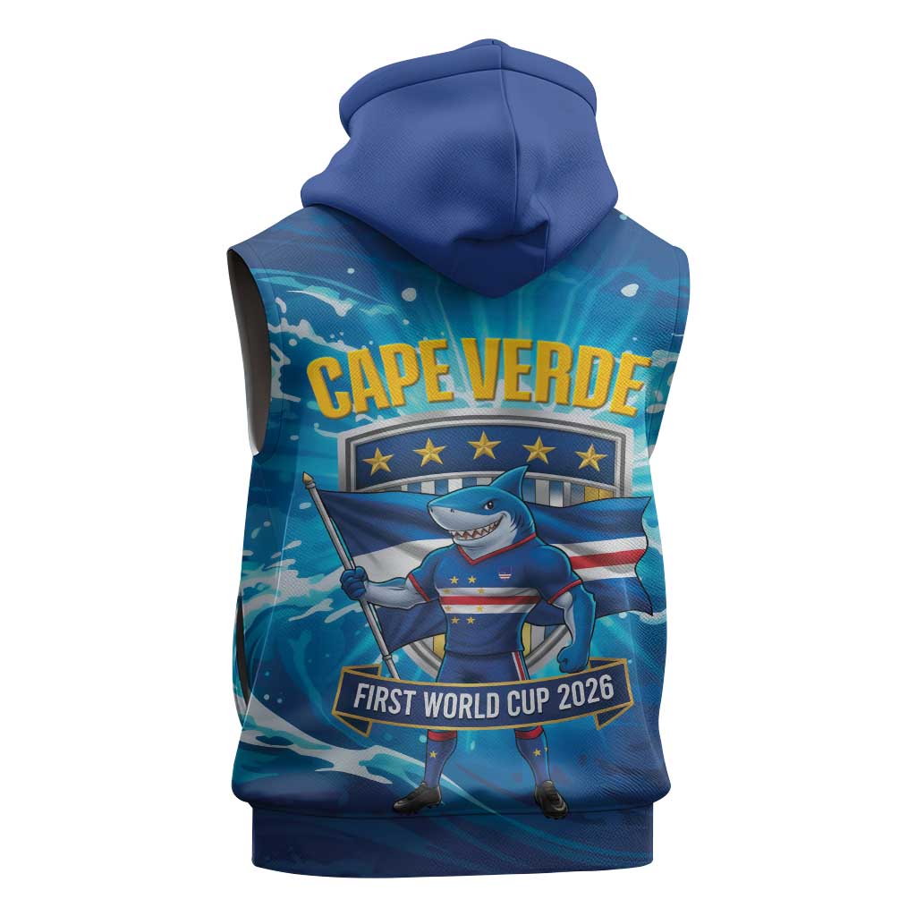 Blue Shark Cape Verde Football Sleeveless Zip Hoodie First World Cup 2026 - African Pride