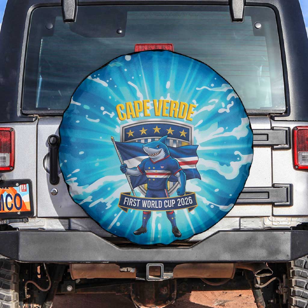 Blue Shark Cape Verde Football Spare Tire Cover First World Cup 2026 - African Pride