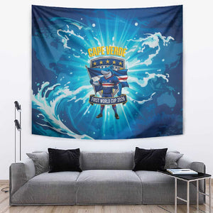 Blue Shark Cape Verde Football Tapestry First World Cup 2026 - African Pride