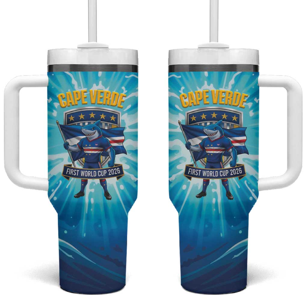 Blue Shark Cape Verde Football Tumbler With Handle First World Cup 2026 - African Pride