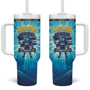 Blue Shark Cape Verde Football Tumbler With Handle First World Cup 2026 - African Pride