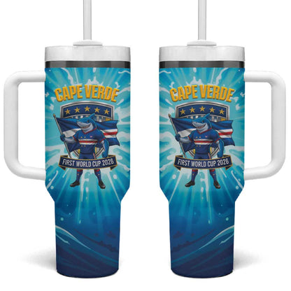 Blue Shark Cape Verde Football Tumbler With Handle First World Cup 2026 - African Pride