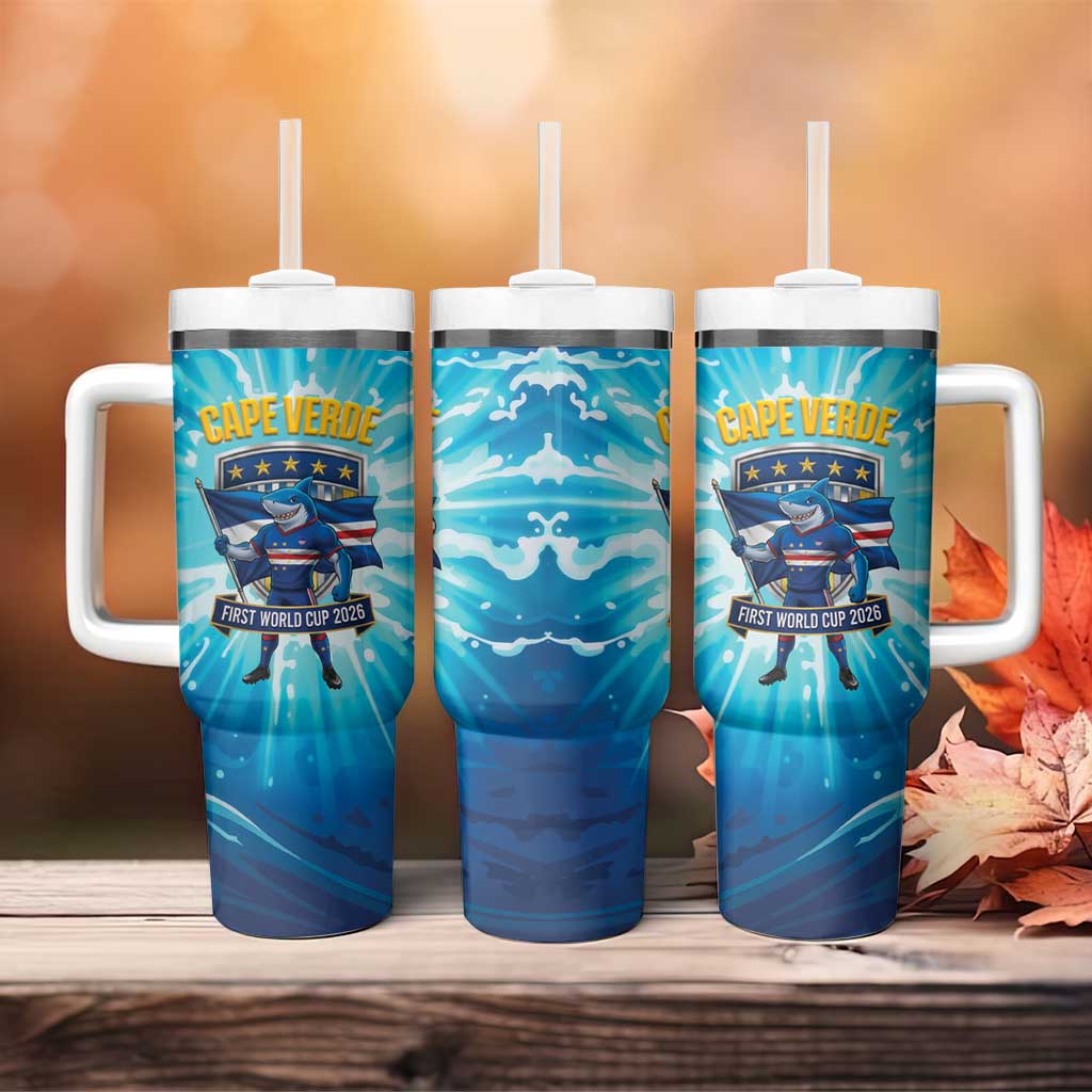 Blue Shark Cape Verde Football Tumbler With Handle First World Cup 2026 - African Pride