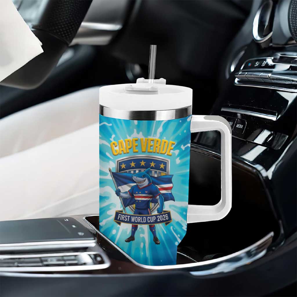 Blue Shark Cape Verde Football Tumbler With Handle First World Cup 2026 - African Pride