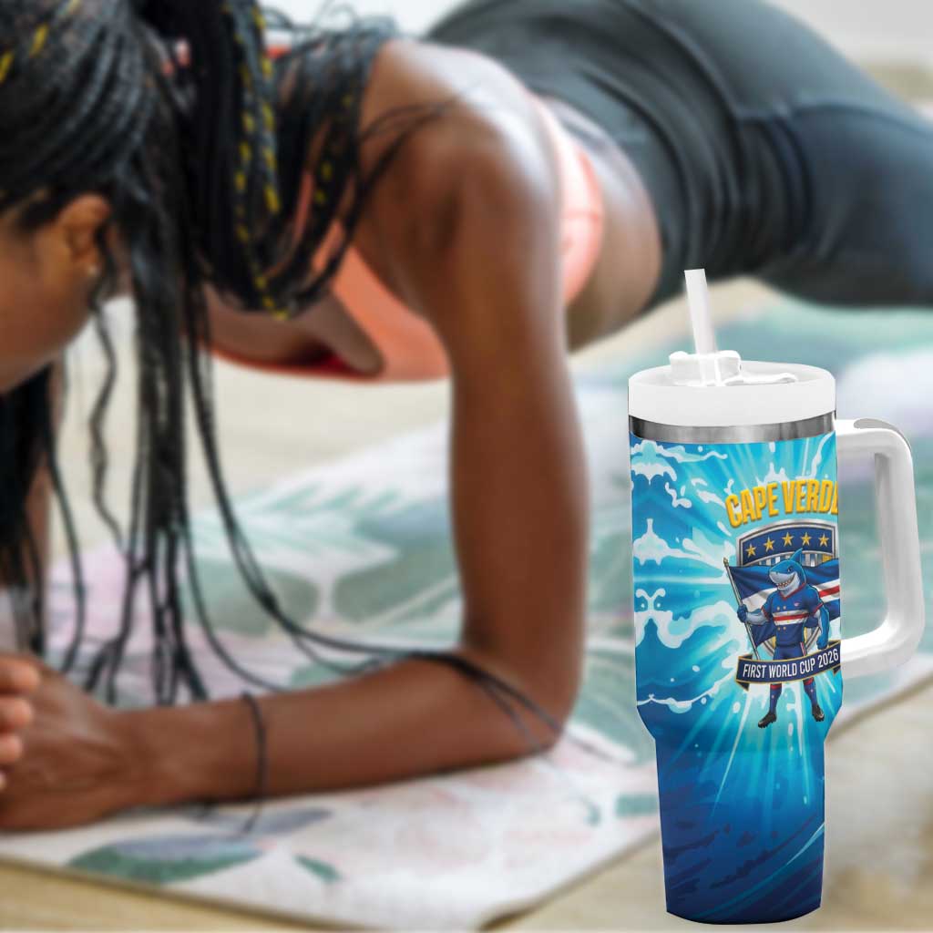 Blue Shark Cape Verde Football Tumbler With Handle First World Cup 2026 - African Pride