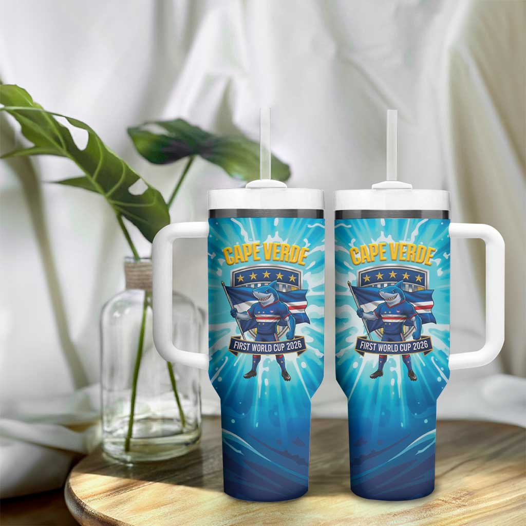 Blue Shark Cape Verde Football Tumbler With Handle First World Cup 2026 - African Pride