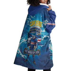 Blue Shark Cape Verde Football Wearable Blanket Hoodie First World Cup 2026 - African Pride