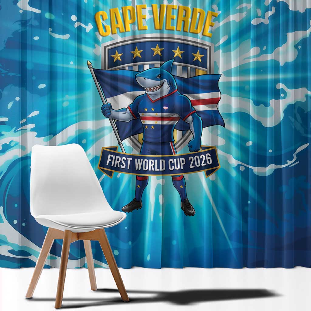 Blue Shark Cape Verde Football Window Curtain First World Cup 2026 - African Pride