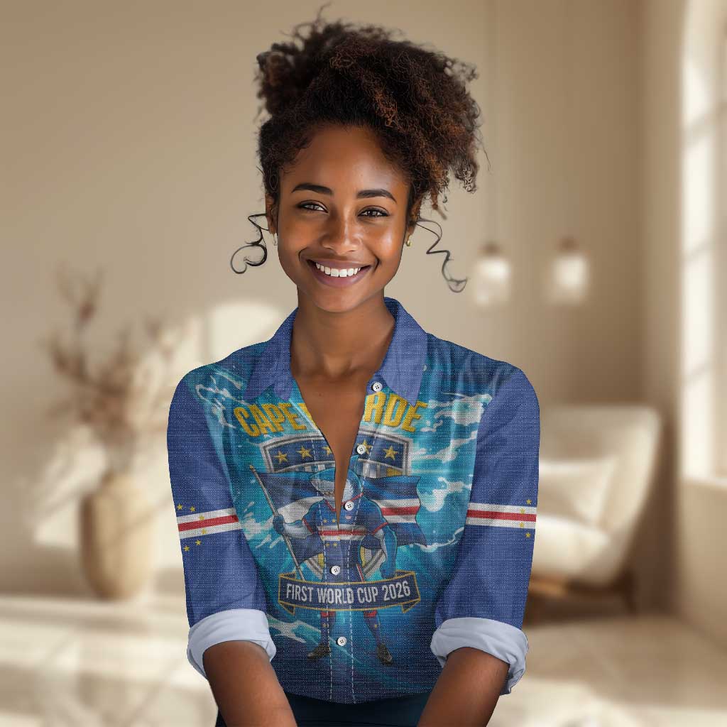 Blue Shark Cape Verde Football Women Casual Shirt First World Cup 2026 - African Pride