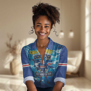 Blue Shark Cape Verde Football Women Casual Shirt First World Cup 2026 - African Pride