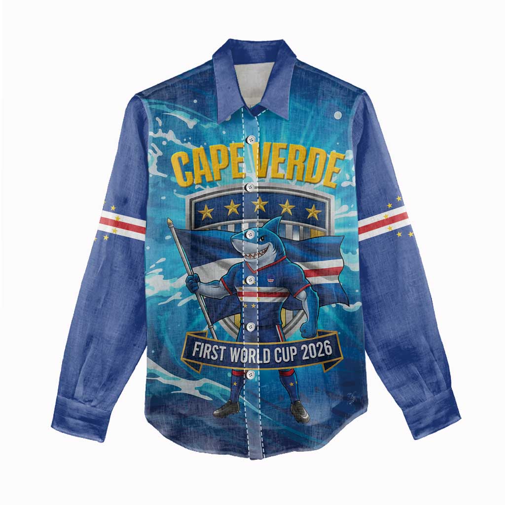 Blue Shark Cape Verde Football Women Casual Shirt First World Cup 2026 - African Pride