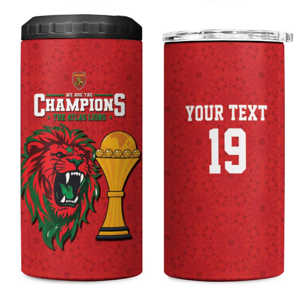 Morocco Champions Football Custom 4 in 1 Can Cooler Tumbler Atlas Lions Rise