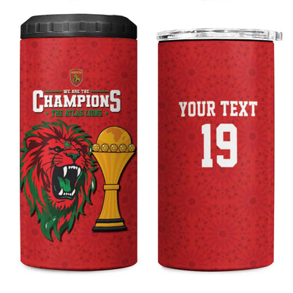 Morocco Champions Football Custom 4 in 1 Can Cooler Tumbler Atlas Lions Rise