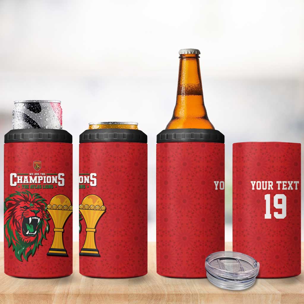 Morocco Champions Football Custom 4 in 1 Can Cooler Tumbler Atlas Lions Rise