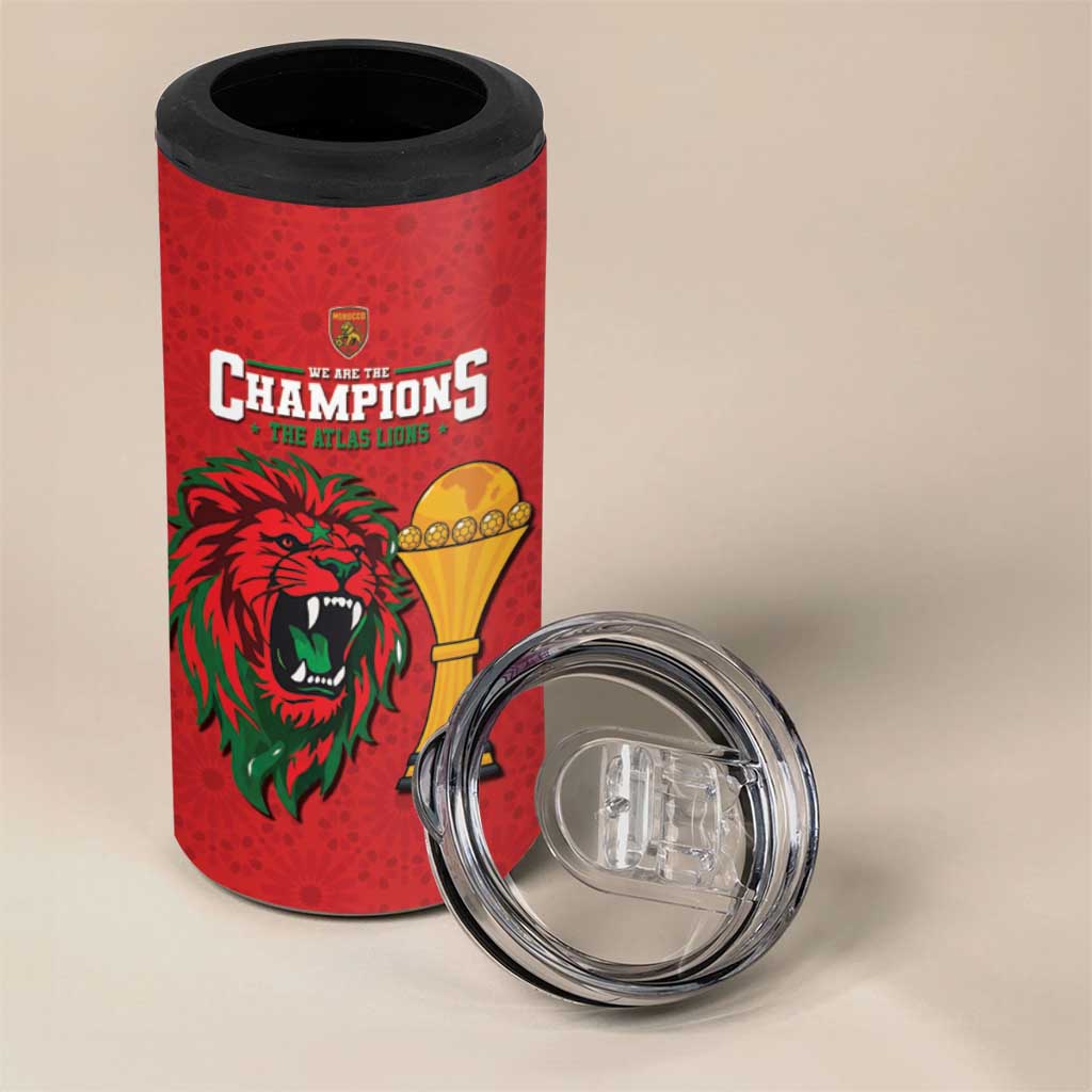 Morocco Champions Football Custom 4 in 1 Can Cooler Tumbler Atlas Lions Rise