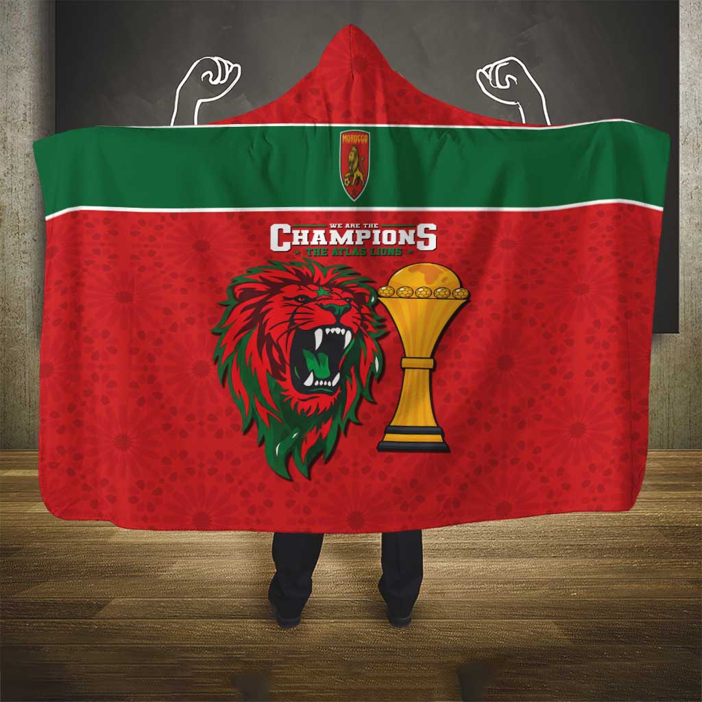 Morocco Champions Football Hooded Blanket Atlas Lions Rise