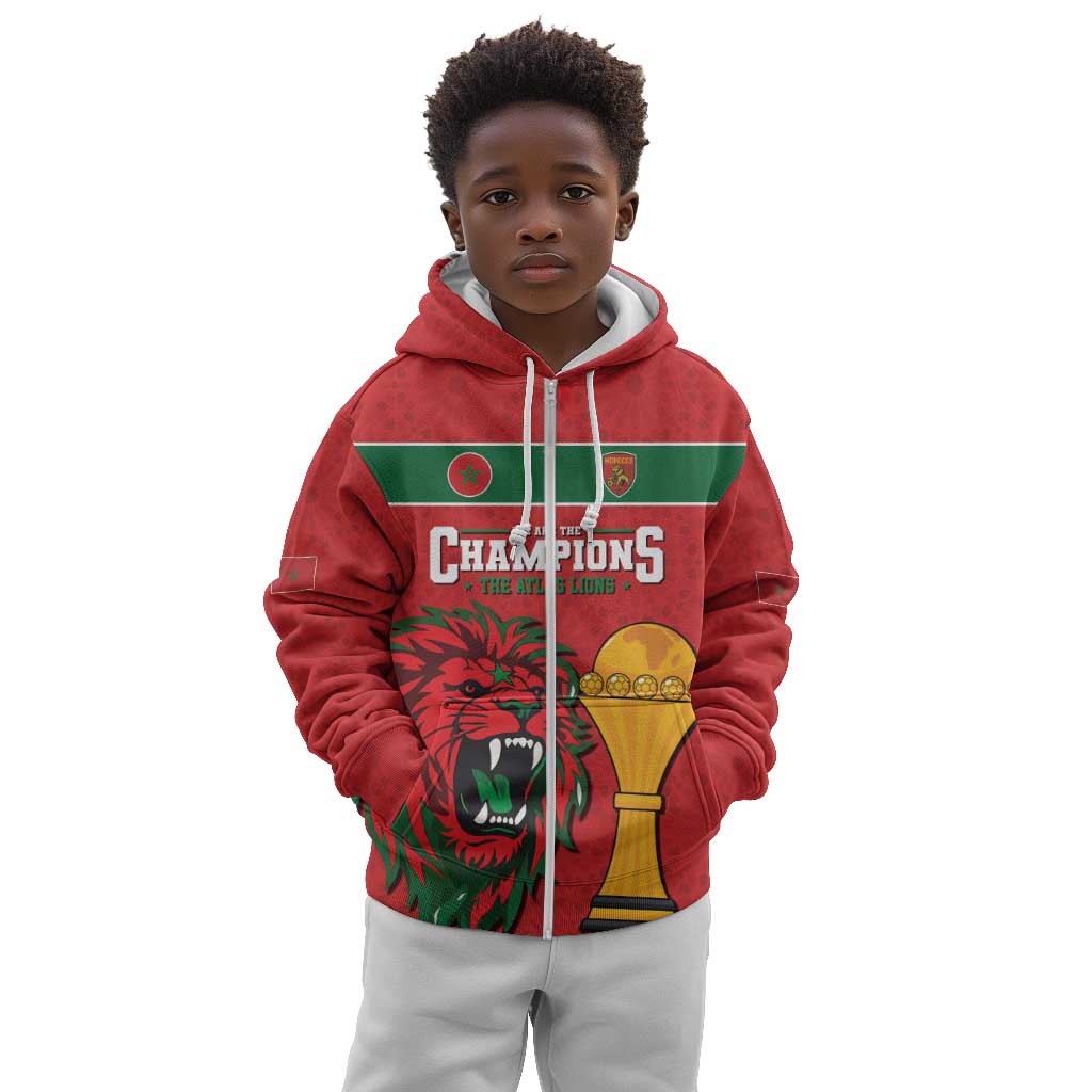 Morocco Champions Football Custom Kid Hoodie Atlas Lions Rise