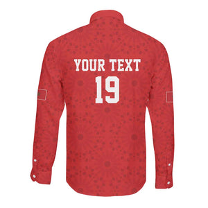 Morocco Champions Football Custom Long Sleeve Button Shirt Atlas Lions Rise