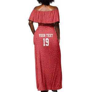 Morocco Champions Football Custom Off Shoulder Maxi Dress Atlas Lions Rise