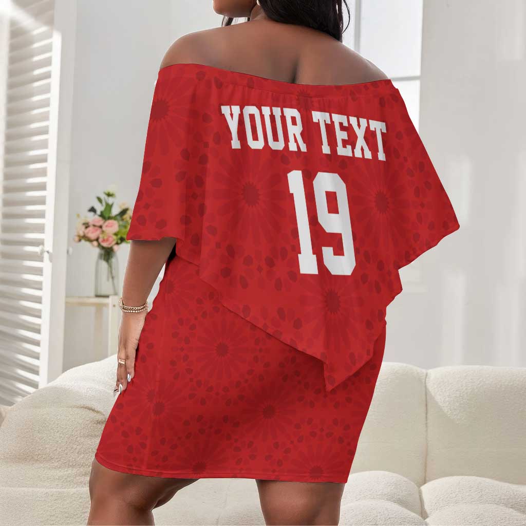 Morocco Champions Football Custom Off Shoulder Short Dress Atlas Lions Rise