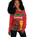 Morocco Champions Football Custom Off Shoulder Sweater Atlas Lions Rise