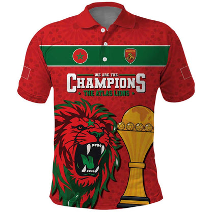 Morocco Champions Football Custom Polo Shirt Atlas Lions Rise