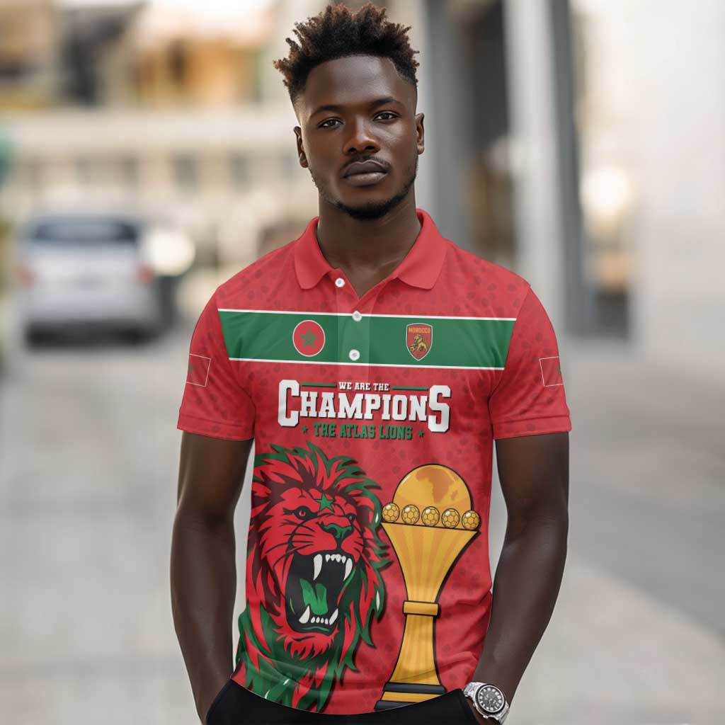Morocco Champions Football Custom Polo Shirt Atlas Lions Rise