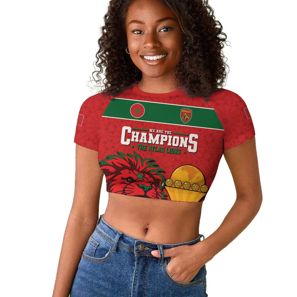 Morocco Champions Football Custom Raglan Cropped T shirt Atlas Lions Rise