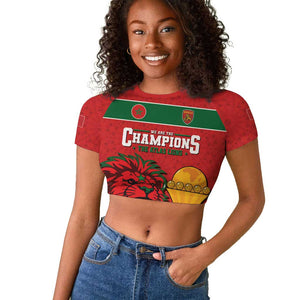 Morocco Champions Football Custom Raglan Cropped T shirt Atlas Lions Rise