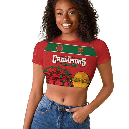 Morocco Champions Football Custom Raglan Cropped T shirt Atlas Lions Rise