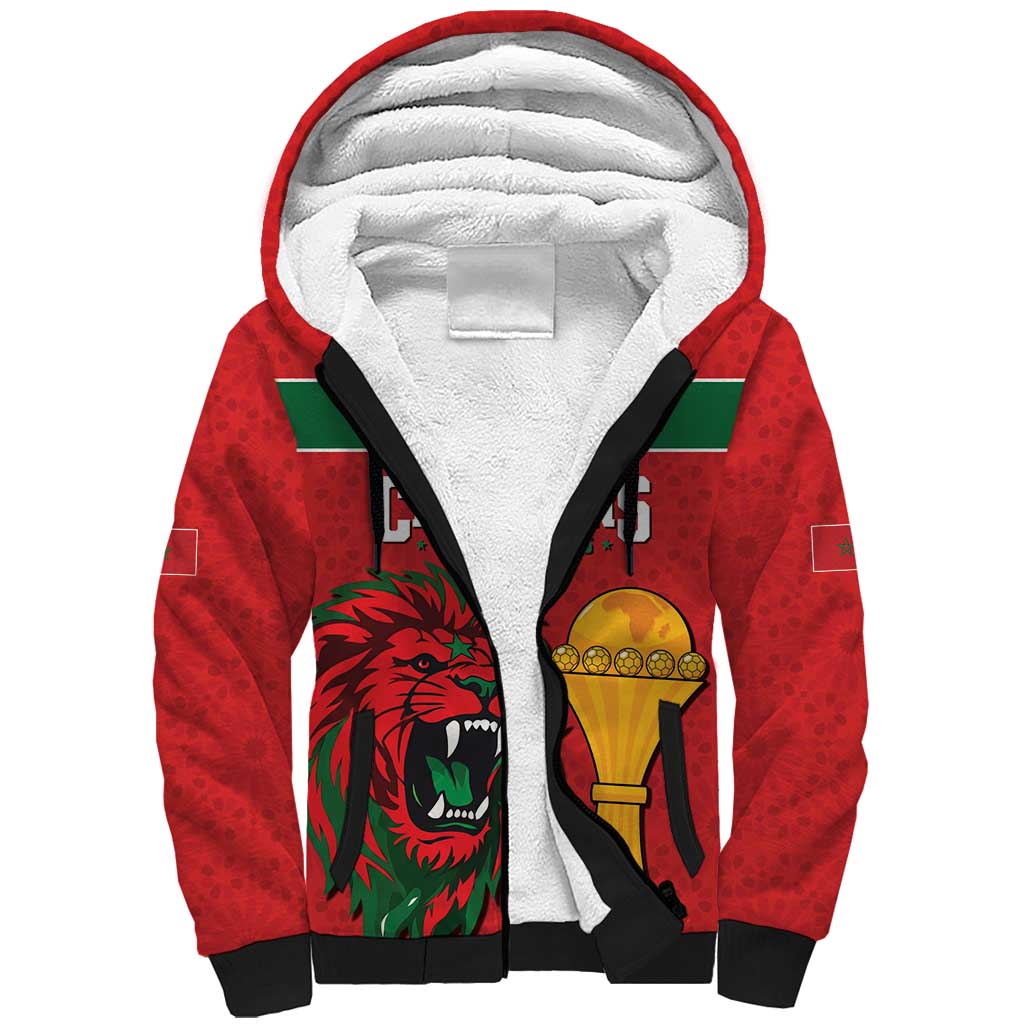 Morocco Champions Football Custom Sherpa Hoodie Atlas Lions Rise
