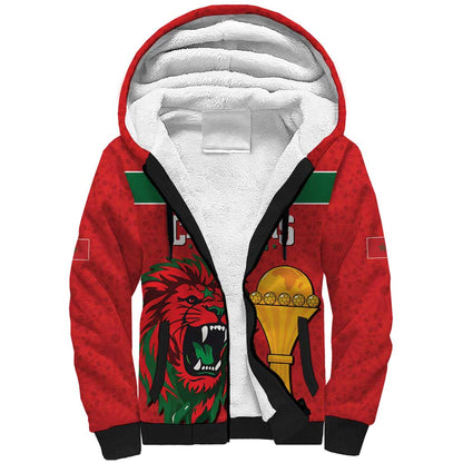 Morocco Champions Football Custom Sherpa Hoodie Atlas Lions Rise