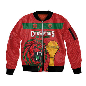 Morocco Champions Football Custom Sleeve Zip Bomber Jacket Atlas Lions Rise