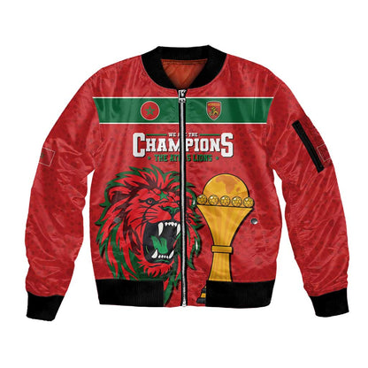 Morocco Champions Football Custom Sleeve Zip Bomber Jacket Atlas Lions Rise