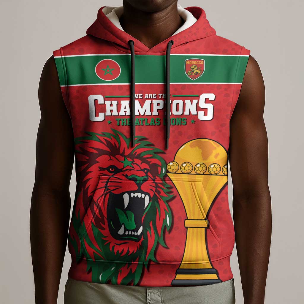 Morocco Champions Football Custom Sleeveless Hoodie Atlas Lions Rise