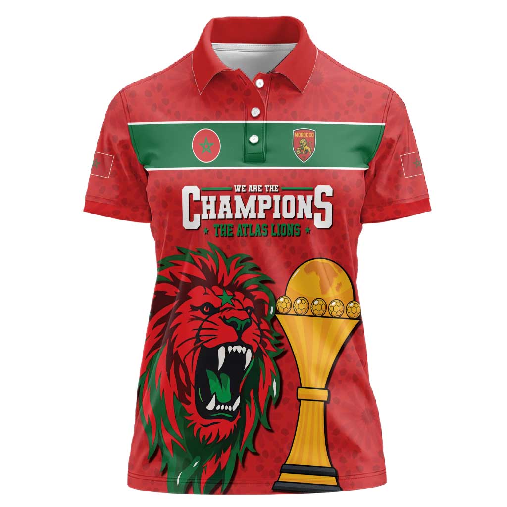 Morocco Champions Football Custom Women Polo Shirt Atlas Lions Rise