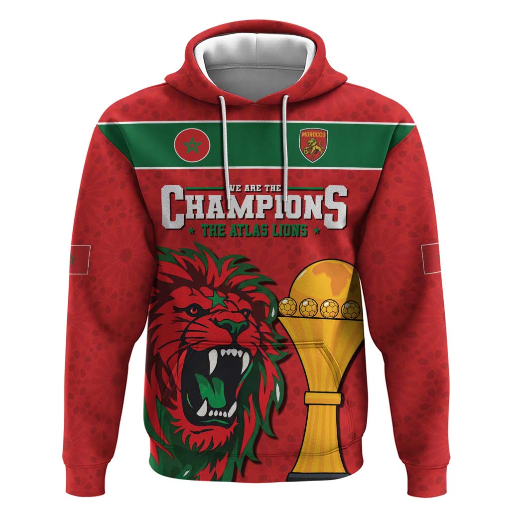 Morocco Champions Football Custom Zip Hoodie Atlas Lions Rise