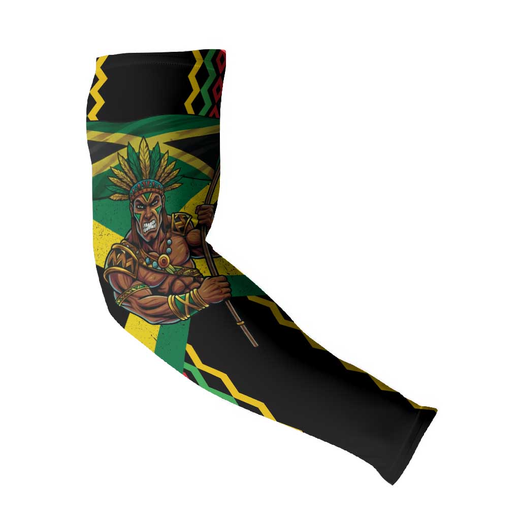 Black Jamaicans Warrior Spirit Arm Sleeves Tribal Fighter in Reggae Colors
